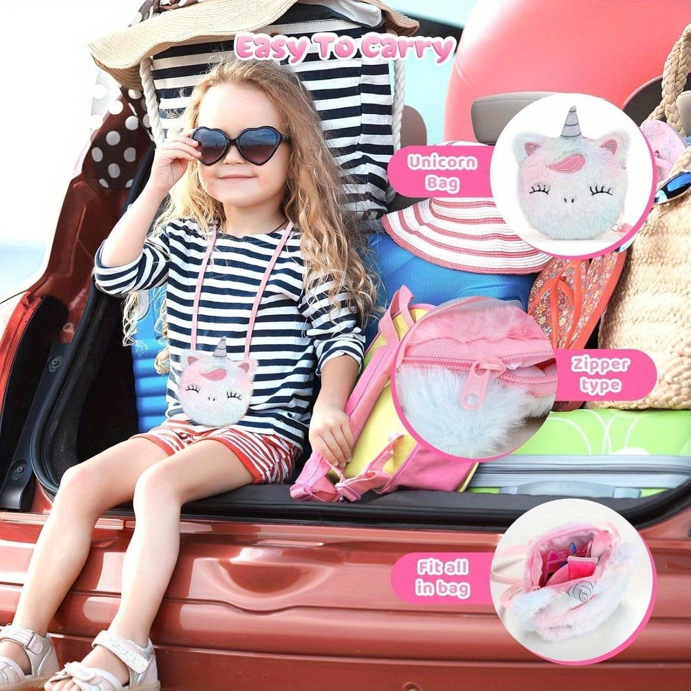 Kids Pretend Makeup Set for Girls Ages 3-12 – Non-Toxic Washable Princess Cosmetics with Crossbody Coin Purse, Dress Up Role Play Toy, Birthday Christmas Gift for Girls