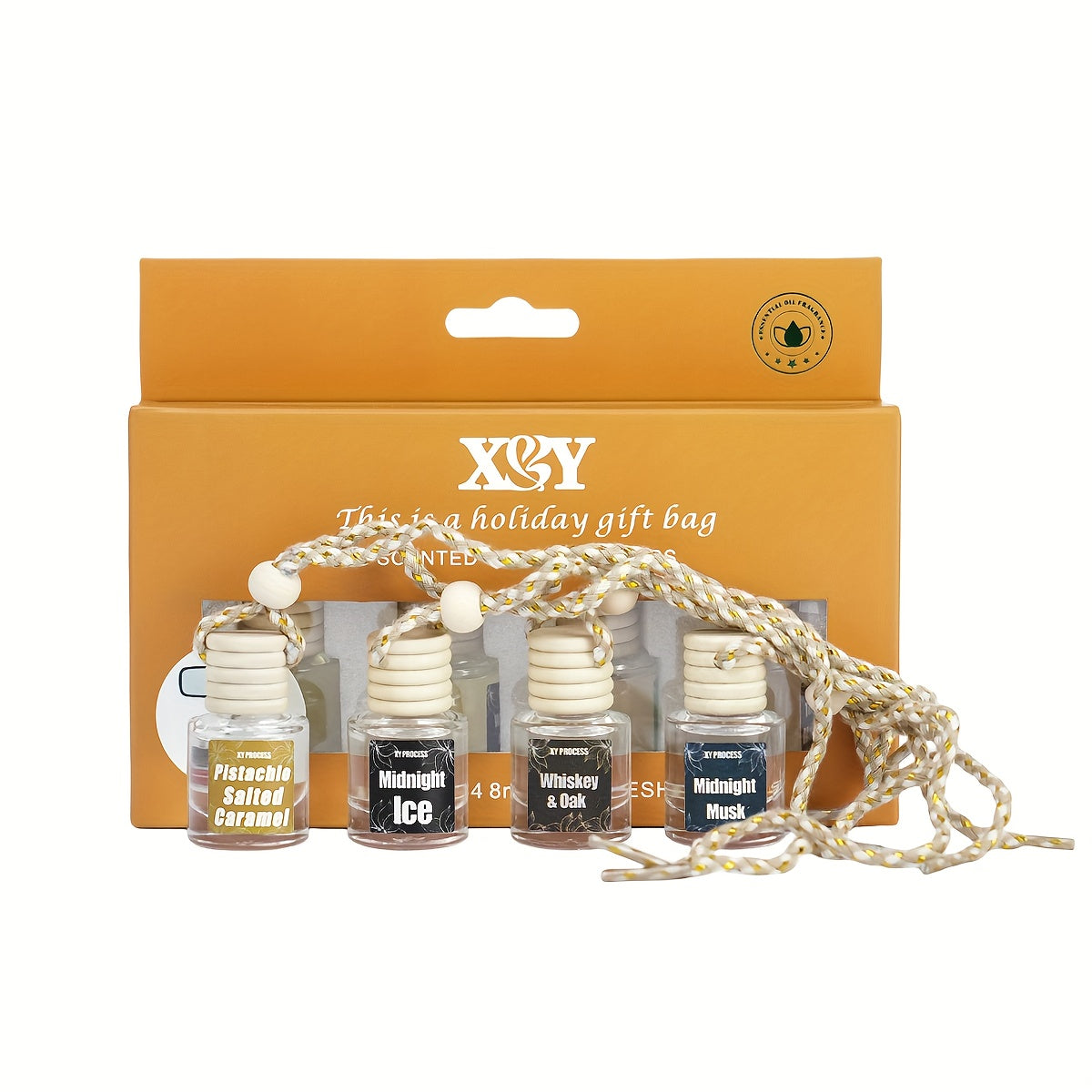 XY PROCESS Four-Bottle Gift Set: Car Air Freshener, Hanging Diffuser, Adorable Car Accessory, And 60 Days of Lasting Fragrance. The Perfect Gift for Friends And Family During Holiday Gatherings. Choose XY PROCESS to Elevate Your Driving Experience!