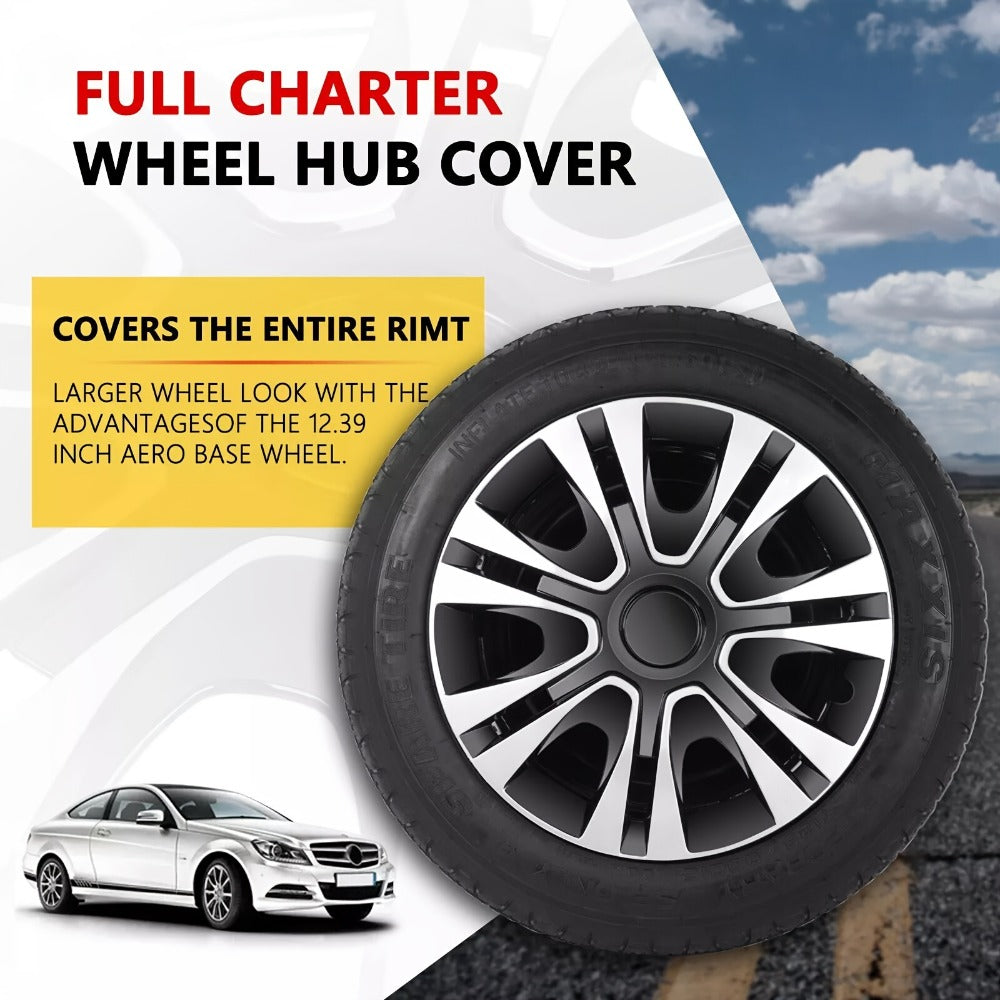 Hubcaps 4pcs Set – 15 Inch & 16 Inch Full Cover Wheel Hub Covers, Snap-On Easy Install, Universal Fit Steel Wheels for Sedan, SUV, Truck & Coupe, Silver Plastic Wheel Covers