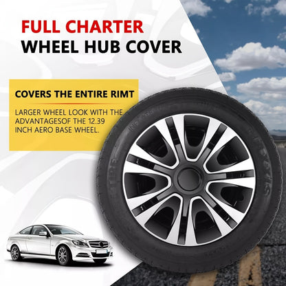 Hubcaps 4pcs Set – 15 Inch & 16 Inch Full Cover Wheel Hub Covers, Snap-On Easy Install, Universal Fit Steel Wheels for Sedan, SUV, Truck & Coupe, Silver Plastic Wheel Covers