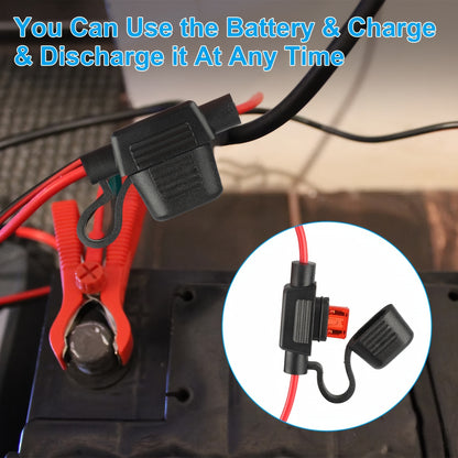 2pcs SAE Battery Cable Extension Wire, SAE to O Ring Terminal Connector Harness Wire with 10A Fuse, for Motorcycle, Cars