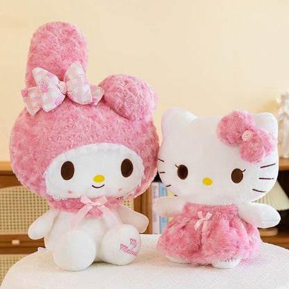 Hello Kitty My Melody Rose Plush Doll 14 Inch Kawaii Sanrio Stuffed Animal Large Soft Toy Birthday Christmas Gift for Girls Teens Collectors