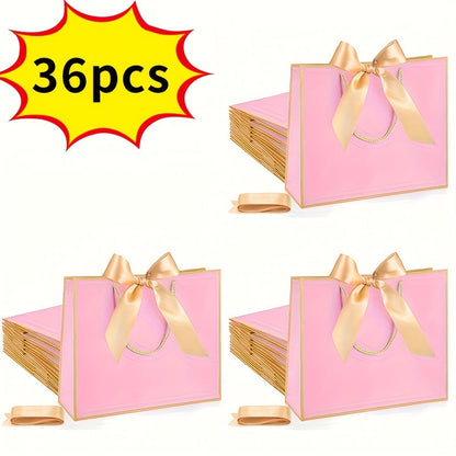 Gift Bags with Handles for Party Favors - Butterfly Ribbon Thank You Bags Wedding Baby Shower Birthday Bridesmaid Housewarming Autumn Celebration Elegant Packaging 12 24 36pcs