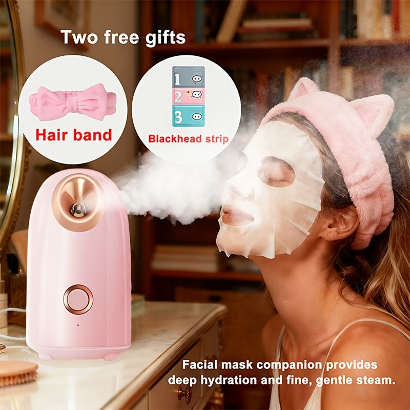 Facial Steamer Nano Ion Mist - Deep Pore Cleansing Home Spa Face Steamer with 360° Rotatable Arm, Blackhead Remover, Portable & Salon-Grade Skin Hydration Beauty Tool
