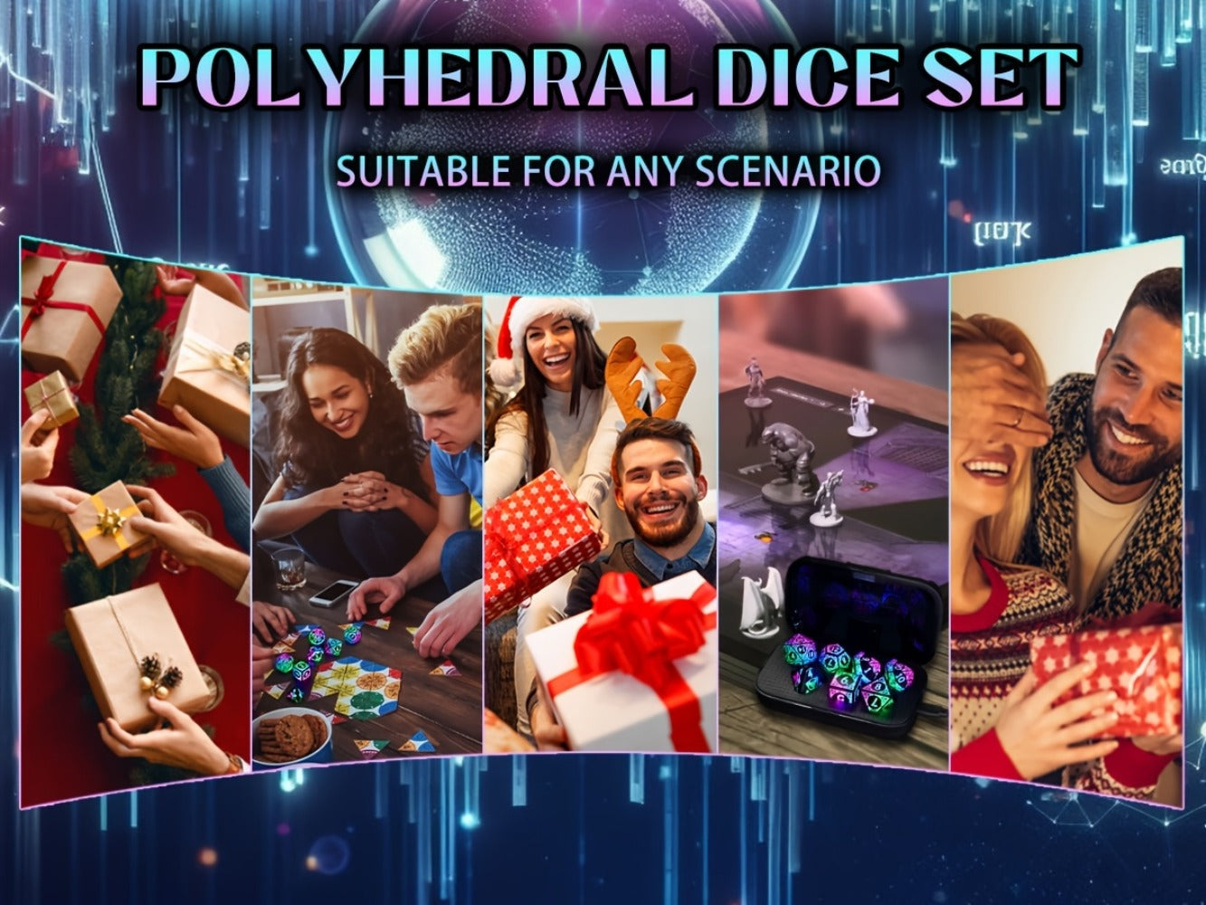 LED Dice Set 7pcs Wireless Rechargeable Light Up – Colorful Glowing Polyhedral Dice with Charging Box, D4 D6 D8 D10 D12 D20 for DnD RPG Tabletop Games, Gamer Gift Halloween Christmas Birthday
