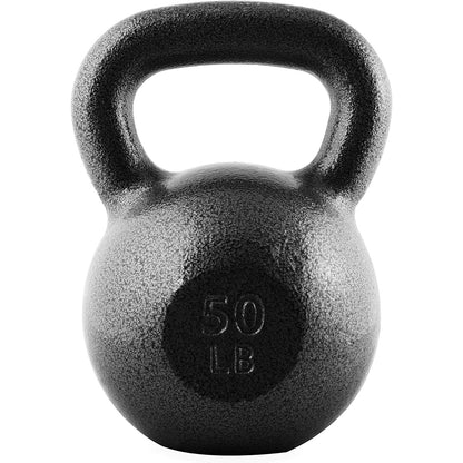 Cast Iron Kettlebell with Wide Flat Base – Hammerstone Painted, Anti-Corrosion, Smooth Grip Handle for Strength Training, Full Body Workout, CrossFit & Home Gym | Multiple Weight Options 10–80 LB