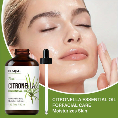 Citronella Essential Oil 50ml Pure Hydrating Body Massage Oil with Dropper - Non-Alcoholic Moisturizing Oil for Face Hair Nails Dry Skin All Skin Types Adults Daily Care