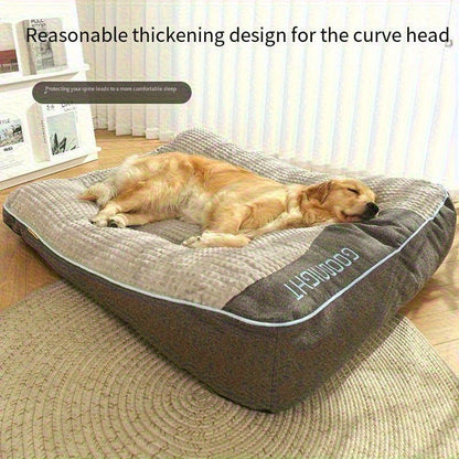 Thickened Dog Bed for Winter Warmth - Soft Polyester Fiber Fill, Collapse-Resistant, Machine Washable Cat & Dog Bed for Large Breeds, Includes Pet Scratching Tool, 4 Sizes