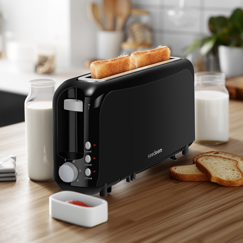 2 Slice Slim Toaster with 6 Shade Settings, Cancel Reheat Defrost Functions, Removable Crumb Tray – Compact 750W Bread Toaster for Kitchen Counter, Fits Bread Waffle Bagel