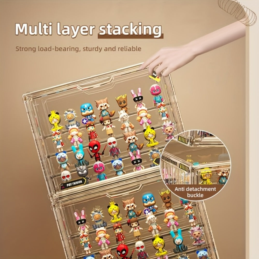 4-Tier Acrylic Figure Display Case with Magnetic Design – Clear Collector Showcase Box for Action Figures Dolls Funko Pop Anime Desktop Organizer