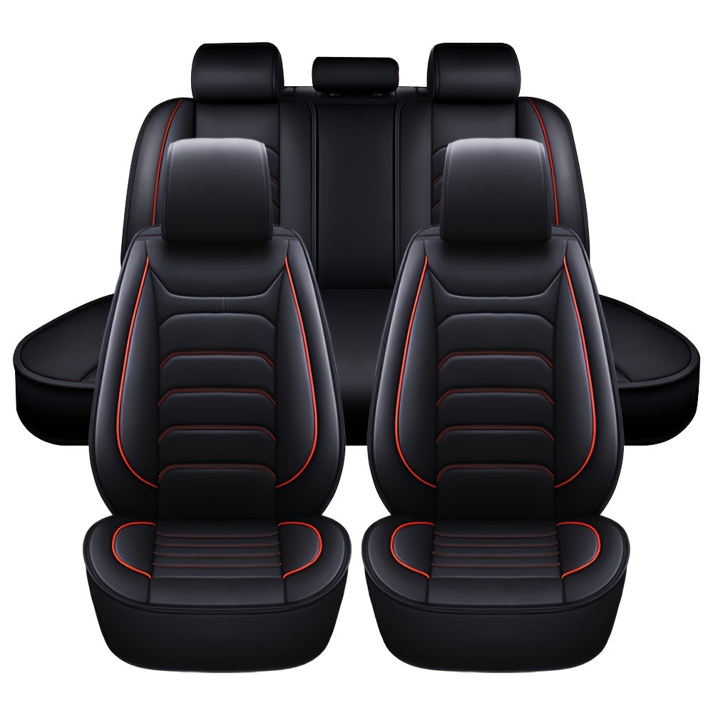 Faux Leather Car Seat Covers 5-Seat Full Set – Waterproof 360° Protection, Foam Padding, Universal Fit for SUV, Truck & Sedan (6 Colors)