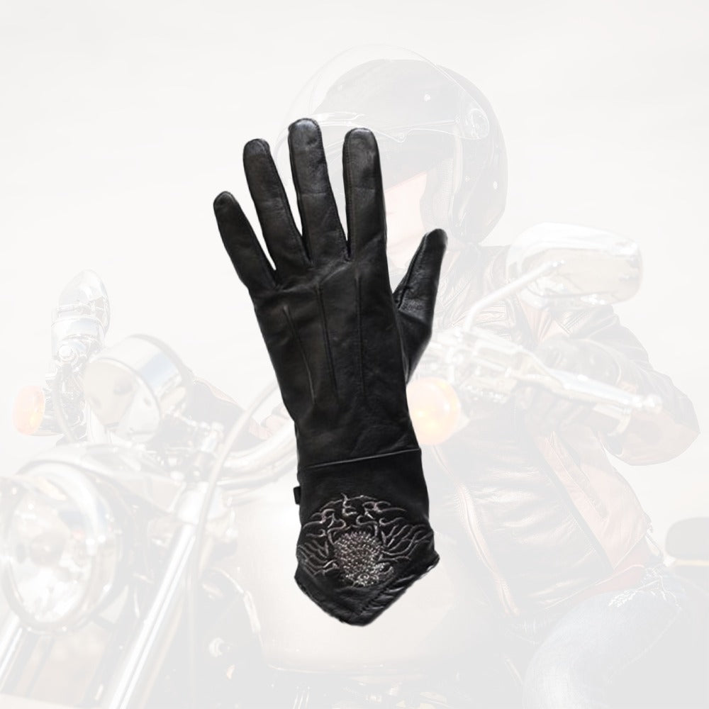Women's Motorcycle Riding Gloves Full Finger Thermal Winter Warm Gloves with Stitched Eagle for Motorbike Cycling Driving Cold Weather – Black (S/M/XL/2XL/4XL)