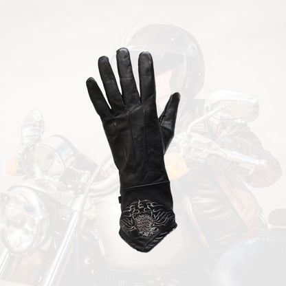 Women's Motorcycle Riding Gloves Full Finger Thermal Winter Warm Gloves with Stitched Eagle for Motorbike Cycling Driving Cold Weather – Black (S/M/XL/2XL/4XL)