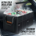 PROTEX Multifunctional Car Trunk Ice Pack (70 Liters) - Foldable with Lid, Cold And Heat Insulation, Large Capacity Organizer - Black Gray