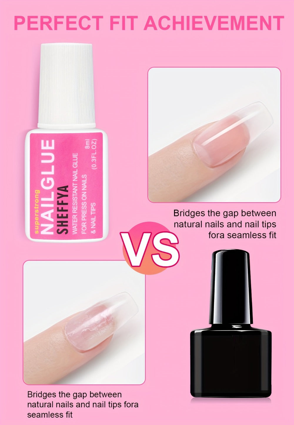Brush-On Nail Glue Maximum Strength 0.27oz by SHEFFYA – Long-Lasting Mess-Free Precision Applicator for Press-On Nails, Nail Tips & Acrylic Nails, Salon & DIY Home Nail Art, 2pc 5pc 10pc Value Sets