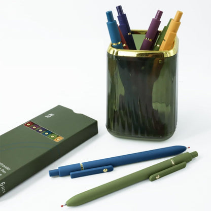 Gel Pen Set 25-Pack – 5 Multicolor Pens + 20 Black Refills 0.5mm Fine Point Quick-Drying Smooth Writing No Feather Ink for Office School Journaling Gifting Vintage Morandi Gradient