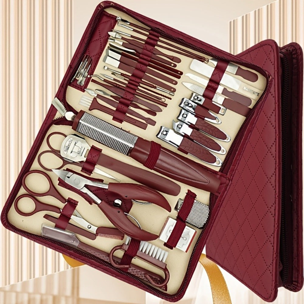 Professional Manicure Pedicure Kit 42 Piece Stainless Steel Nail Set with Portable Travel Case – Nail Scissors Cuticle Nipper Ingrown Toenail Tools for Men Women Home Salon, Nail Care Gift Set