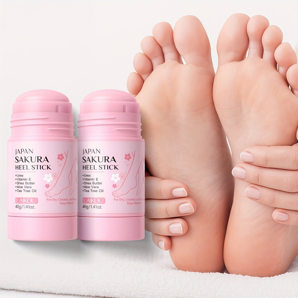 Heel Repair Stick for Dry Cracked Feet 2-Pack — Intensive Moisturizing Foot Balm with Vitamin E, Shea Butter & Sakura Extract, Travel-Friendly Cracked Heel Treatment Stick 1.41oz for Women & Men