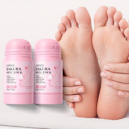 Heel Repair Stick for Dry Cracked Feet 2-Pack — Intensive Moisturizing Foot Balm with Vitamin E, Shea Butter & Sakura Extract, Travel-Friendly Cracked Heel Treatment Stick 1.41oz for Women & Men
