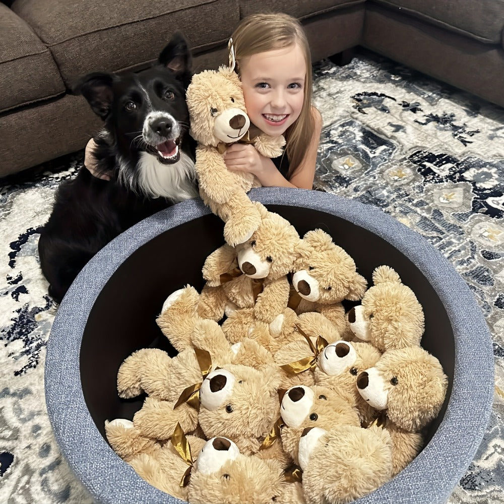 Teddy Bears Bulk Set 8 Pack 11 Inch Soft Stuffed Bear Plush Toys — Baby Shower Decorations Party Favors Classroom Prizes, Dark Brown & Khaki Bear Gift Set for Kids Birthday Holiday