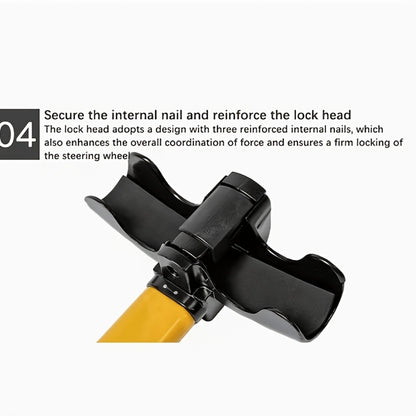 Universal Car Steering Wheel Lock Anti-Theft T-Bar – Heavy-Duty Thick Steel, Cut-Resistant, Computer-Coded Crescent Cylinder, Stops Keyless Entry Robbery, Fits All Vehicles, Includes 2 Keys