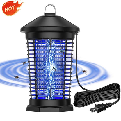 Bug Zapper Electric Indoor Outdoor – 4000V High Voltage UV 365nm 18W Mosquito Killer Fly Zapper with 6ft Cord, ABS Fireproof Safety Housing, Removable Tray & Cleaning Brush for Backyard Patio Garden Camping – Black