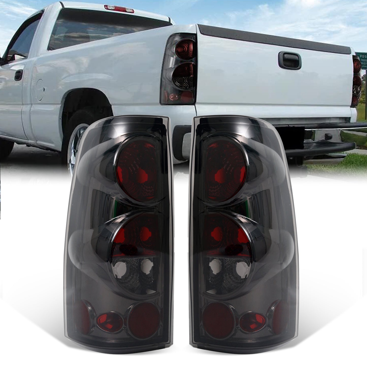 Tail Lights A Pair for Chevy 1500 2500 3500 1999-2006 for GMC Sierra 99-03 Tail Lights, Without Battery
