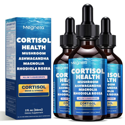 Cortisol Balance Liquid Drops for Stress Relief & Cortisol Belly – KSM-66 Ashwagandha, Magnesium Glycinate & L-Theanine Sublingual Supplement – 99% Absorption – 2 fl oz