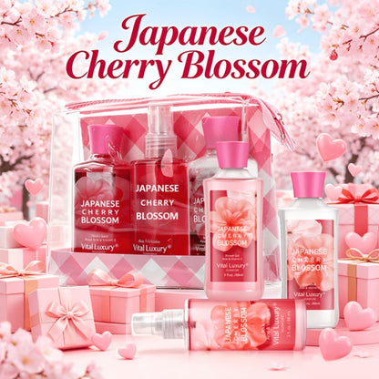 Bath Body Care Gift Set Shower Gel Body Lotion Body Mist Aloe Vera Vitamin E Glycerin Deep Moisturizing Fragrance Set for Women Cherry Blossom Lavender Vanilla Coconut All Skin Types
