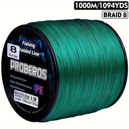 8-Strand Braided Fishing Line 1094 Yards – Zero Stretch, Abrasion Resistant Superline | 10LB–100LB | Gray, Green, Blue Camo, Green Camo