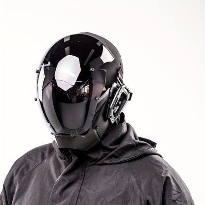 Mechanical Cyberpunk Mask Black – Futuristic Sci-Fi Half Face Costume Prop for Halloween Cosplay, Rave Bar Club Party, Stage Performance & Photography, Cool Gift for Adults Men Women