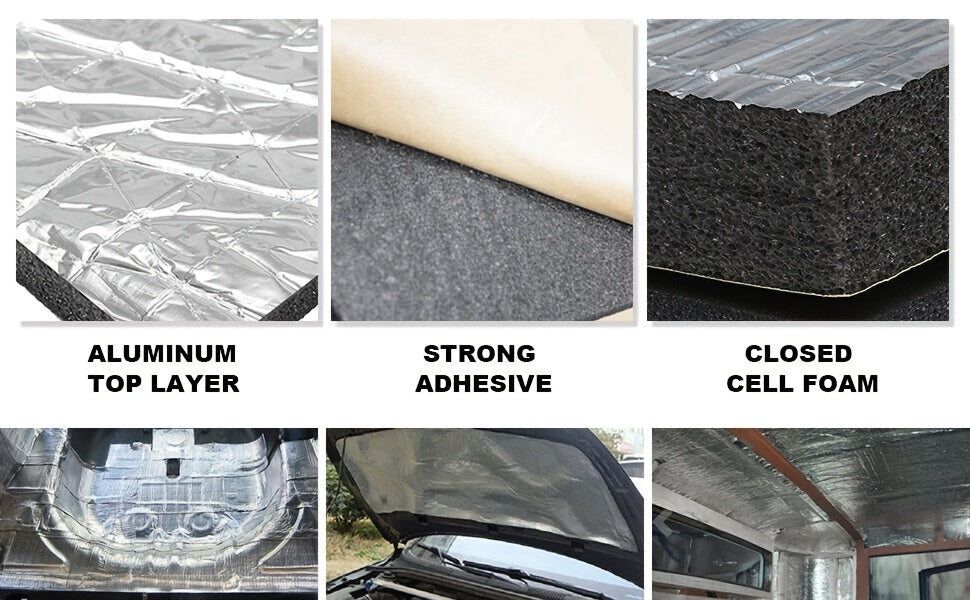 60"x40" Sound Deading Material 275Mil(7mm) for Cars Thermal Insulation And Car Sound Deadening Material Strong Back Adhesive Car Insulation Heat And Sound Deadener Mat for Automobile Hoods, Hoods, Doors, And Trunks