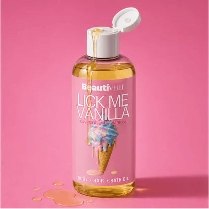Vanilla Body Oil for Women Lick Me Cashmere Mist – Moisturizing Scented Skin Oil with Warm Amber Sandalwood & Creamy Vanilla, Long-Lasting Fragrance Body Oil 4oz 8oz