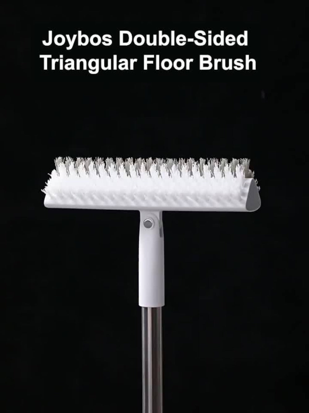 Cleaning Brush with Long Handle 180° Rotating Double-Sided Stiff Bristles Floor Scrub Brush for Bathroom Kitchen Patio Tile Shower Outdoor Heavy Duty Multi-Purpose Scrubber with Stainless Steel Handle