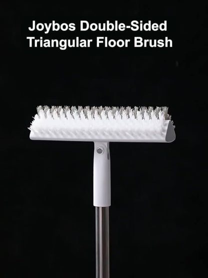 Cleaning Brush with Long Handle 180° Rotating Double-Sided Stiff Bristles Floor Scrub Brush for Bathroom Kitchen Patio Tile Shower Outdoor Heavy Duty Multi-Purpose Scrubber with Stainless Steel Handle