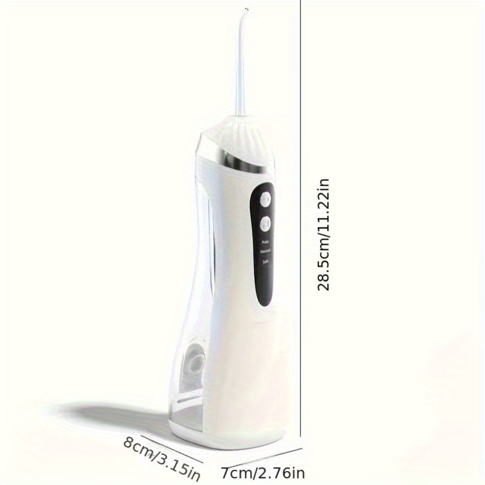 USB Rechargeable Water Flosser 3 Modes — Portable Oral Irrigator with Flosser Tips & Brush Head, Cordless Dental Water Pick for Travel, Home & Daily Gum Care, White Black Pink