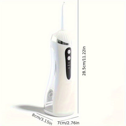 USB Rechargeable Water Flosser 3 Modes — Portable Oral Irrigator with Flosser Tips & Brush Head, Cordless Dental Water Pick for Travel, Home & Daily Gum Care, White Black Pink