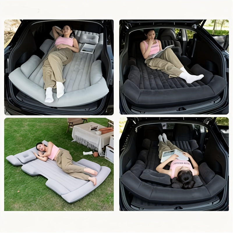 SUV Inflatable Thick Travel Camping Bed with 2 Pillows And Air Pump, Dedicated Portable Inflatable Mattress for SUV Trunk And Back Seat, Suitable for RVs, Trucks, Outdoor Camping, Beaches, Road Trips, Etc.