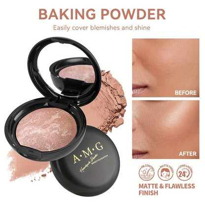 Full Coverage Bake Foundation 24H Wear – Light Breathable Semi-Matte Finish, Natural Defect Cover for All Skin Tones, 6 Shades Rose Ivory Sand
