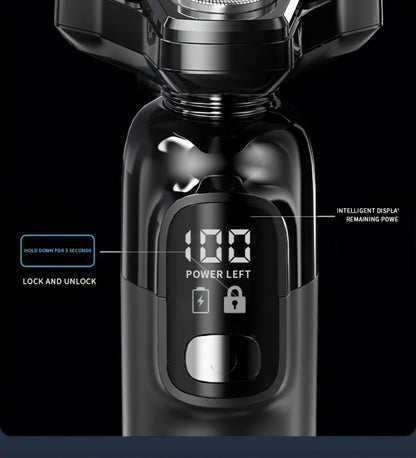 Rotary Shaver for Men 3-in-1 Cordless Rechargeable Electric Razor - Floating Head Wet Dry Shaver, 800mAh Lithium Battery, LED Display, Nose Hair & Sideburns Trimmer, Father's Day Gift