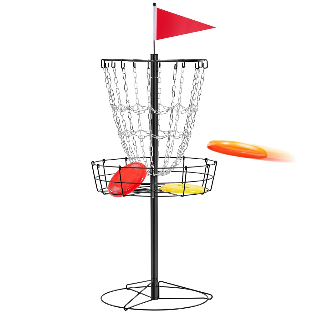 Portable Disc Golf Basket 12 Chain – Heavy Duty Metal Frame, Galvanized Chains, Easy Assembly, Indoor & Outdoor Practice Target for All Skill Levels – 4 Colors: Black, Orange, Red, Blue