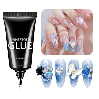 Nail Glue for Rhinestones 2pcs — LED Cured Super Strong Gel Adhesive for 3D Charms, Gems & Bling Nail Art Decorations | Alcohol-Free Transparent Crystal Nail Glue | Professional Nail Art Adhesive