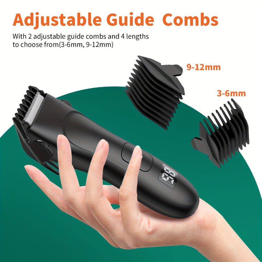 Groin Trimmer Men IPX7 Waterproof Ceramic Blade Electric Body Shaver – LCD Battery Display & Replaceable Head, Wet Dry Safe Ball Trimmer Grooming Kit for Sensitive Areas Pubic Hair Manscaping