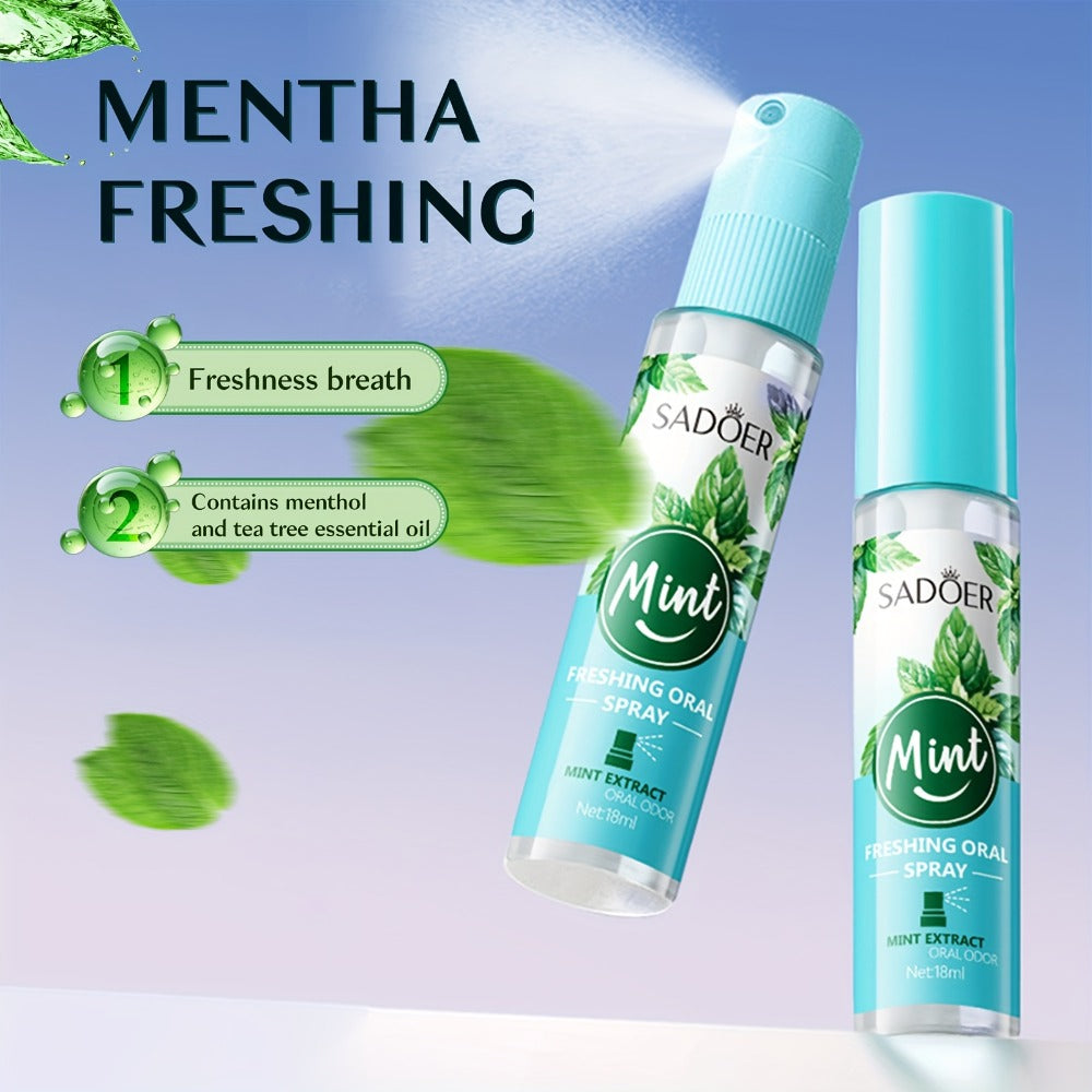 Mint Breath Spray with Tea Tree Essence Portable Oral Freshener — Fast-Acting Compact Pocket-Size Mouth Spray for On-the-Go Fresh Breath, Available in 2-Pack & 4-Pack Gift Set