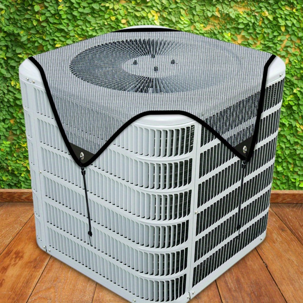 Outdoor Air Conditioner Cover 26"x26", Universal PVC Mesh AC Unit Protector, Prevents Leaves Debris Snow, Weatherproof Outdoor AC Cover for Winter Christmas Season