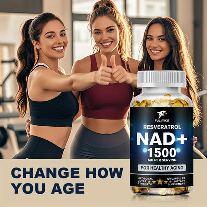 NAD+ Supplement with Nicotinamide Riboside & Resveratrol — Cellular Energy, Healthy Aging, Brain Health & DNA Repair Support, 120 Capsules for Women & Men