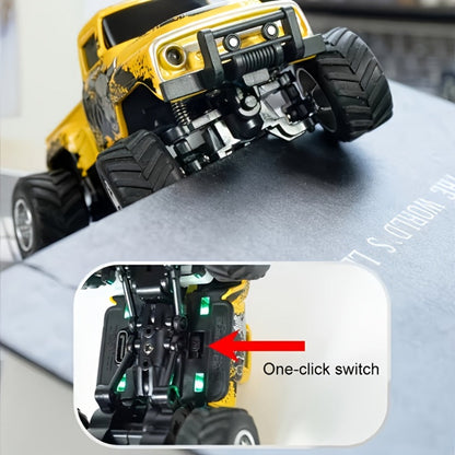 Mini Alloy RC Monster Truck 1:64 Scale 2.4GHz Off-Road Crawler with LED Lights, Street Graffiti Spray-Paint Design, White Headlights & Red Taillights – 5 Colors Kids Gift