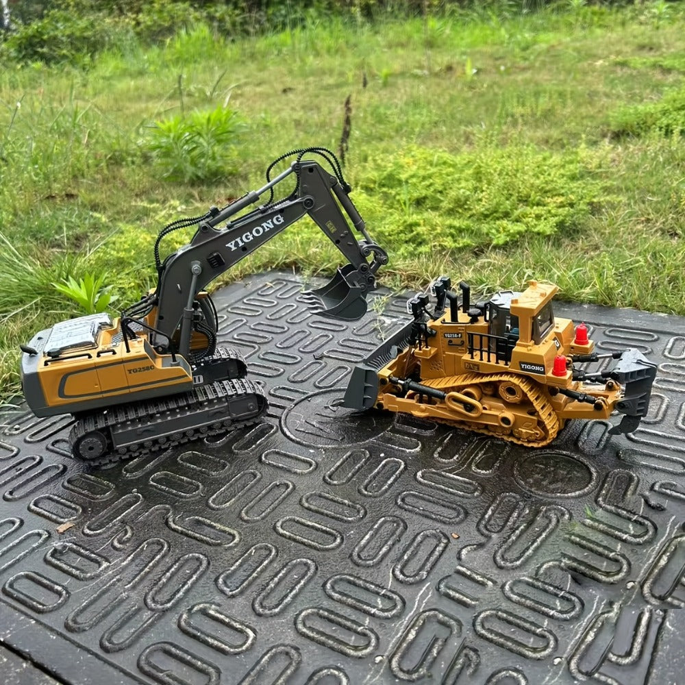 RC Construction Vehicle Set 2-in-1 & 3-in-1 – 2.4G 11-Channel Remote Control Excavator Dump Truck Forklift Bulldozer, Alloy & Plastic Engineering Toy Car Kit for Kids Boys, Birthday Christmas Gift