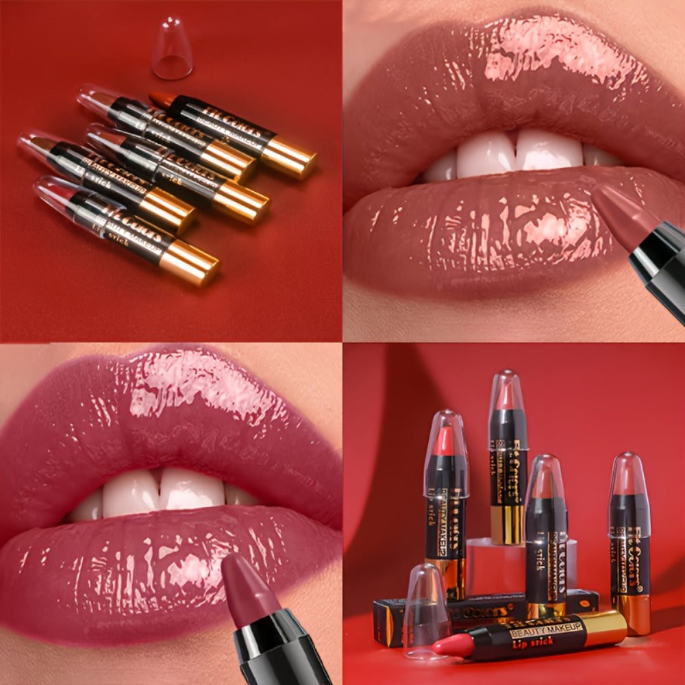 Glossy Crayon Lipstick Set 6 Pack Moisturizing Long-Lasting Nourishing Lip Color – Easy Apply Lip Crayon for Women Girls All Skin Types Versatile Shades Everyday Date Night
