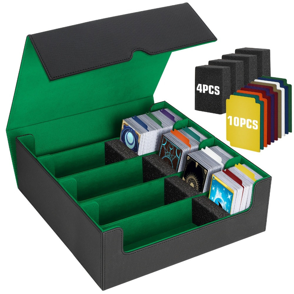 Trading Card Storage Box 5-Row 3900+ Capacity – Card Deck Case with 48 Colorful Dividers & 5 Foam Supporters for MTG Commander Yu-Gi-Oh Pokemon TCG Sports Cards